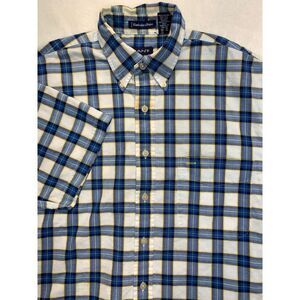 Gant USA Dress Shirt‎ Mens M Blue Cambridge Stripe 100% Cottton Short Sleeve